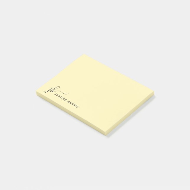 Snyggt Script Monogram Personlig Stationery Post-it Block (Vinklad)