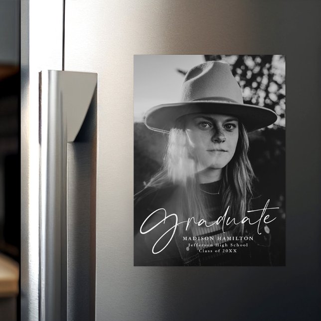 Snyggt Script Photo Studenten-meddelande Magnetisk Inbjudningskort (Skapare uppladdad)