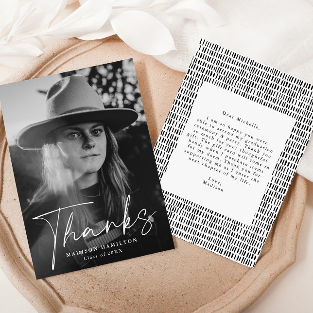 Snyggt Script Photo Studenten Tack Kort (Skapare uppladdad)