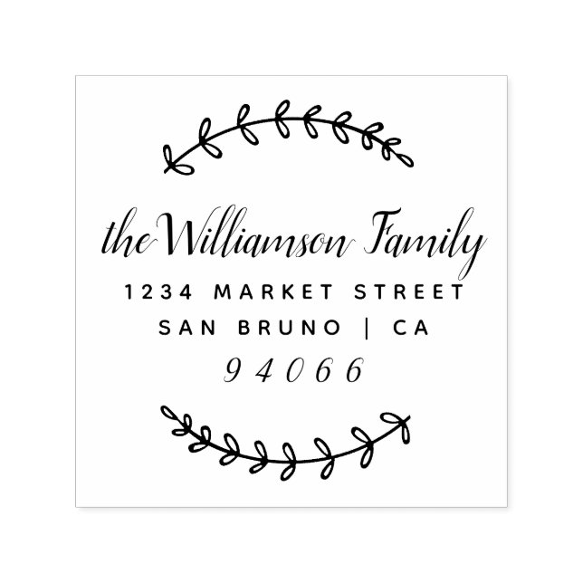 Snyggt Script & Rustic Grenar Returadress Självfärgande Stämpel (Design)