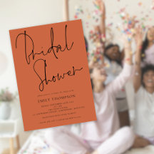 Snyggt Script Terracotta Inbjudningskort för möhip