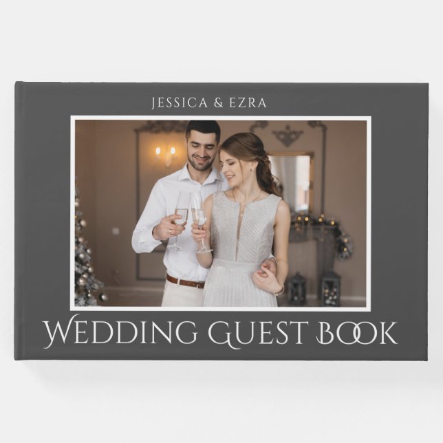 Snyggt Script White och Grått | Foto Gästböcker (Framsida)