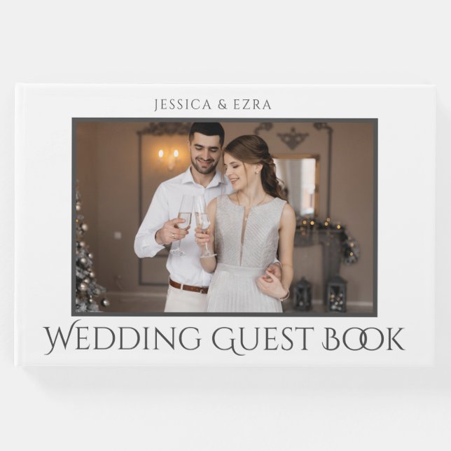 Snyggt Script White och Grått | Foto Gästböcker (Framsida)