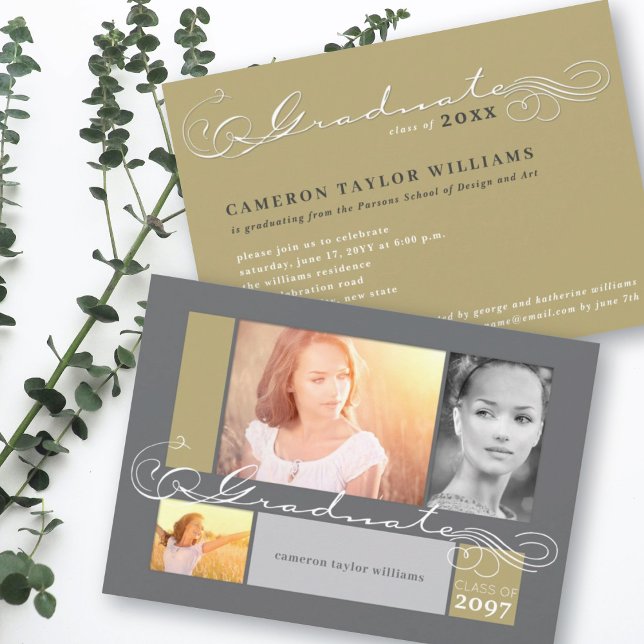 Snyggt Scrolls 3 Studentfest för fotokollage Inbjudningar (Skapare uppladdad)