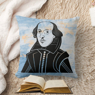 Snyggt Shakespeare Blue White Guld Watercolor Kudde