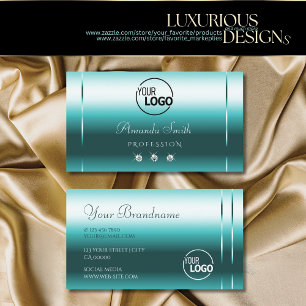 Snyggt Shimmery Teal Sparkling Diamonds add Logoty Visitkort