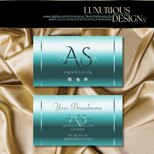Snyggt Shimmery Teal Sparkling Diamonds Initialer Visitkort