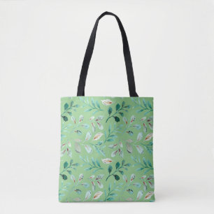 Snyggt Shopper Blommigt Tote Bag- för Grönt Tygkasse