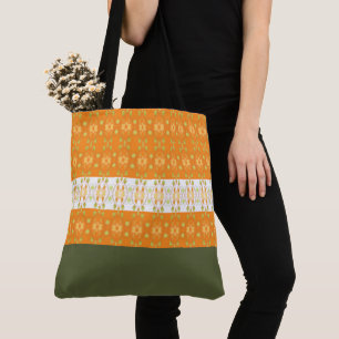 Snyggt Shopping Tote i Grönt och Orange Tygkasse