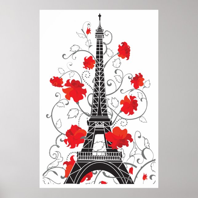 Snyggt silhuette i Paris Eiffel torn elegant Poster (Framsidan)