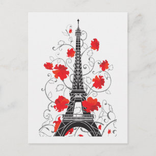 Snyggt silhuette i Paris Eiffel torn elegant  silh Vykort