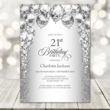 Snyggt Silver Bubbar 21:a födelsedag Party