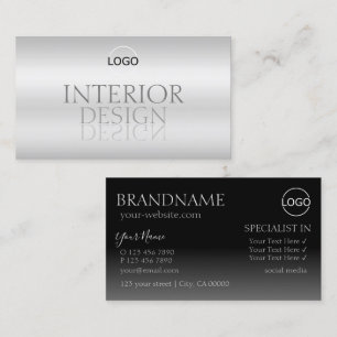Snyggt Silver Chic Spegel teckensnitt med Logotyp Visitkort