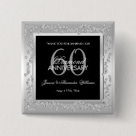 Snyggt Silver Diamanter 60 Bröllop årsdagen Knapp
