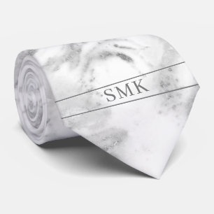 Snyggt Silver Foil Classic Grått Marble Monogram Slips