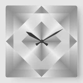 Snyggt Silver Geometric Mönster Fyrkantig Klocka