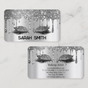 Snyggt Silver Glitter Drivrutiner Eyelash Visitkort