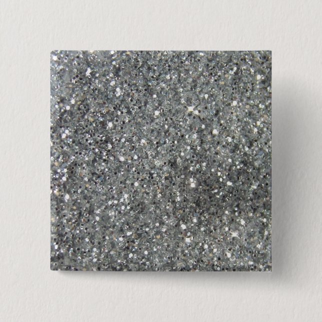 Snyggt Silver Glitter Glitz Photo Knapp (Framsida)