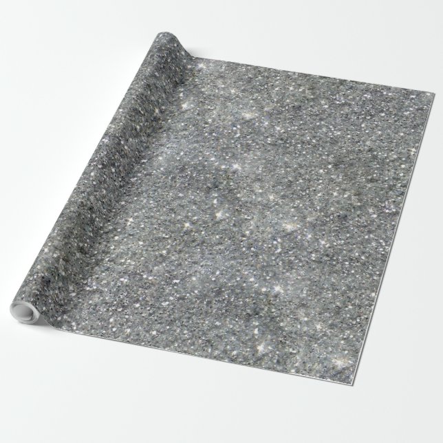 Snyggt Silver Glitter Glitz Photo Presentpapper (Utrullad)