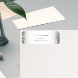 Snyggt Silver Glitter Glitz Photo Returadress Etikett