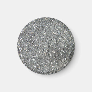 Snyggt Silver Glitter Glitz-utskrift Magnet