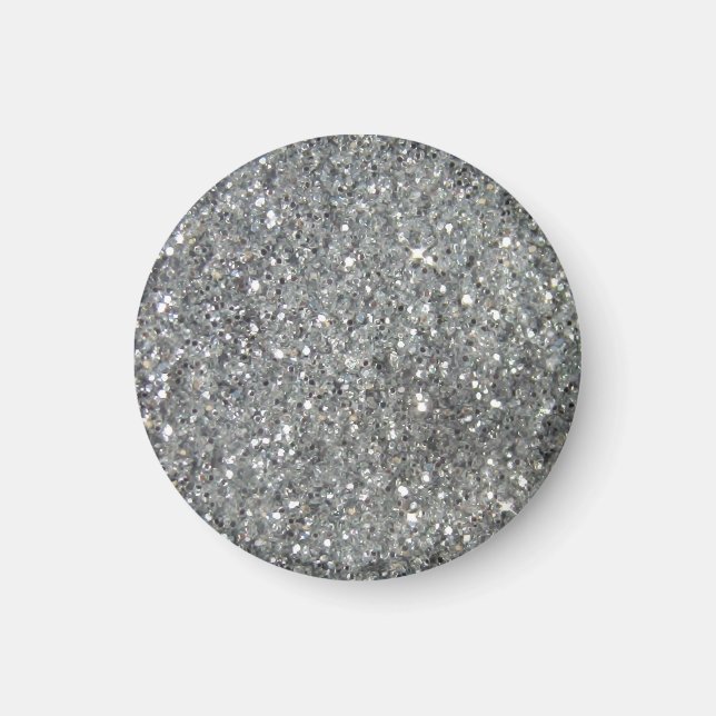Snyggt Silver Glitter Glitz-utskrift Magnet (Framsidan)