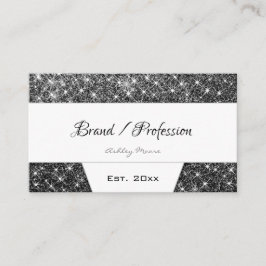 Snyggt Silver Glitter Shimmery Black and White Visitkort