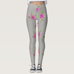Snyggt Silver Grått-legeringar med Blommönster Leggings