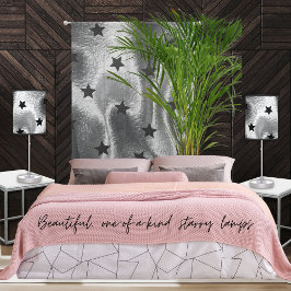 Snyggt Silver Grått med Black Stars Mönster