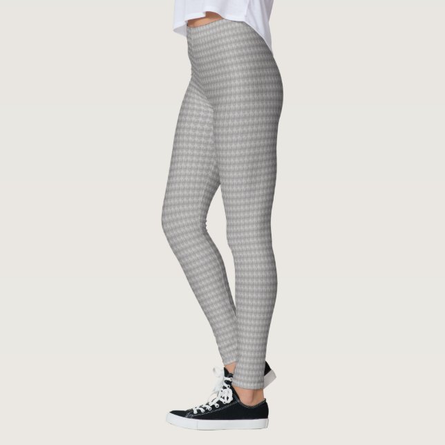 Snyggt Silver Grått Metallic like Oval Mönster Leggings (Vänster)