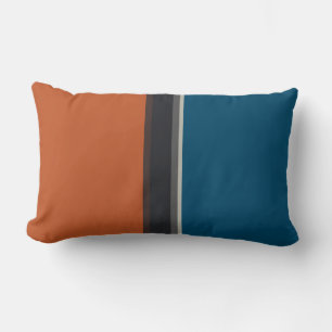 Snyggt Silver Grått Navy Orange Red Blue Rand Lumbarkudde