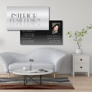 Snyggt Silver Spegel Brev med foto Modern Visitkort