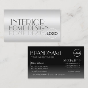 Snyggt Silver Spegel Brev med Logotyp Modern Visitkort