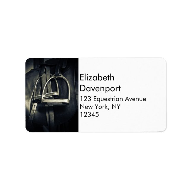 Snyggt Silver-stirups on English Riding Saddle Adressetikett (Framsidan)