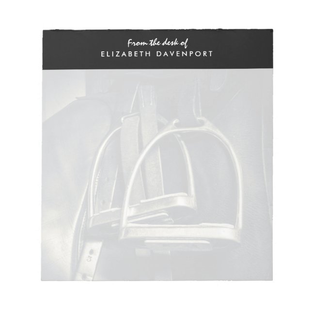 Snyggt Silver-stirups on English Riding Saddle Anteckningsblock (Framsida)