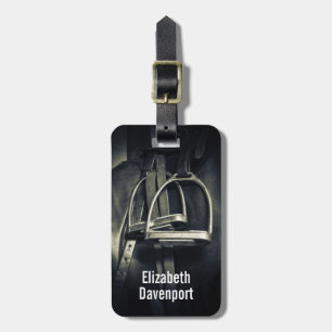 Snyggt Silver-stirups on English Riding Saddle Bagagebricka