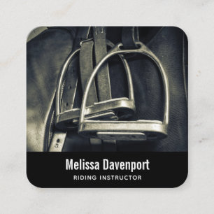 Snyggt Silver-stirups on English Riding Saddle Fyrkantigt Visitkort