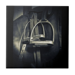 Snyggt Silver-stirups on English Riding Saddle Kakelplatta