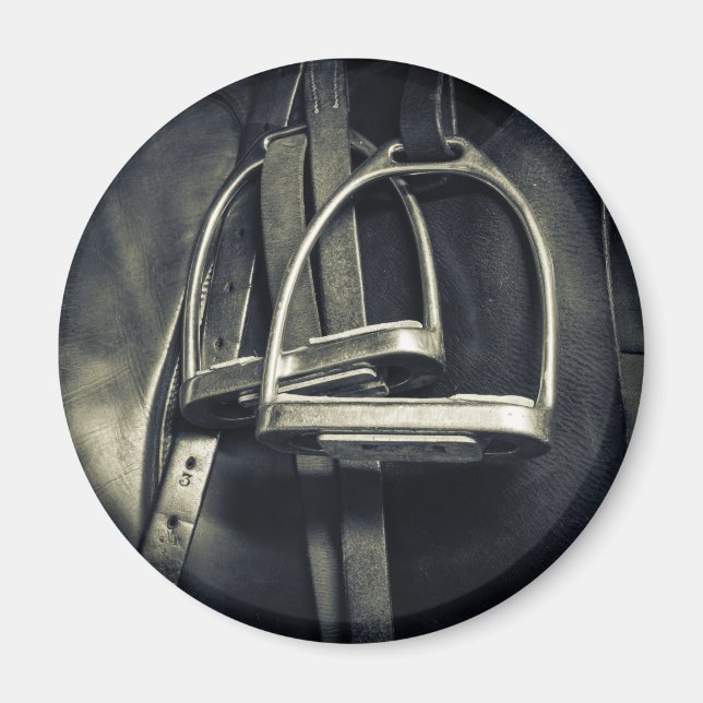 Snyggt Silver-stirups on English Riding Saddle Magnet (Framsidan)