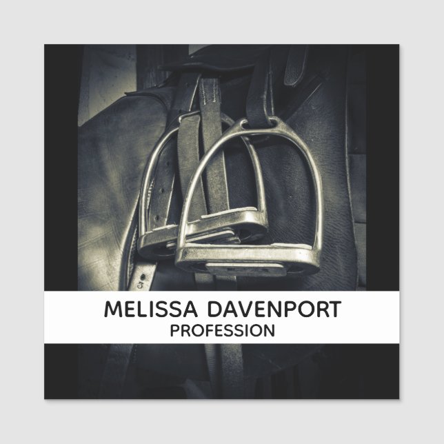 Snyggt Silver-stirups on English Riding Saddle Namnbricka (Framsida)