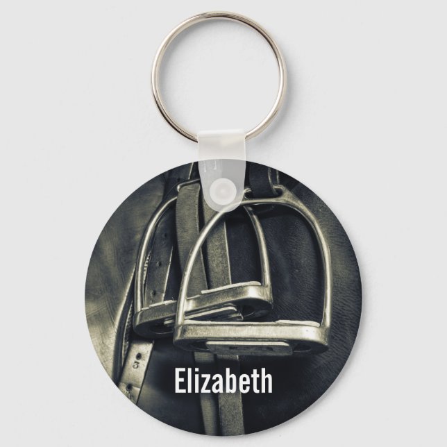 Snyggt Silver-stirups on English Riding Saddle Nyckelring (Framsida)