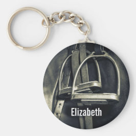 Snyggt Silver-stirups on English Riding Saddle Nyckelring