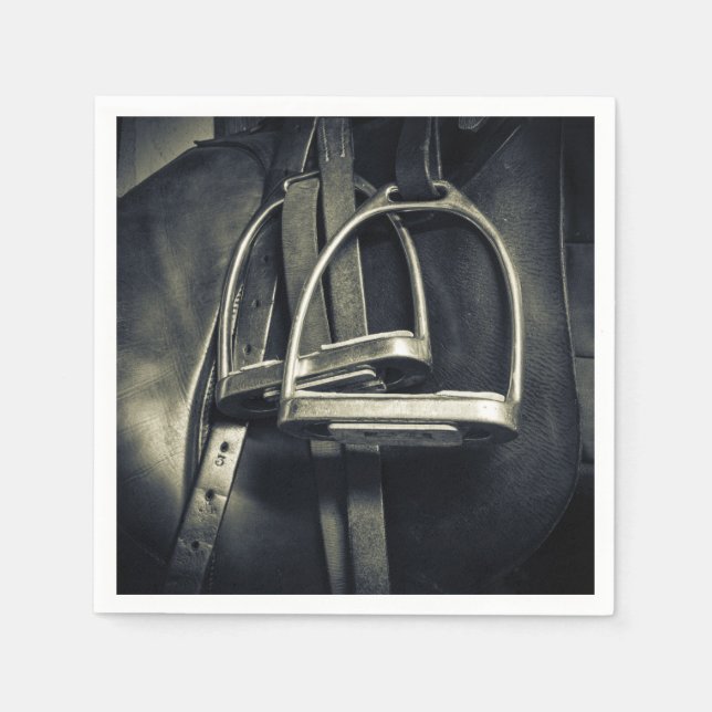 Snyggt Silver-stirups on English Riding Saddle Pappersservett (Framsidan)