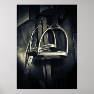 Snyggt Silver-stirups on English Riding Saddle Poster