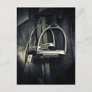 Snyggt Silver-stirups on English Riding Saddle Vykort