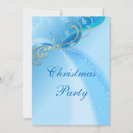 Snyggt Silver Swirls & Blue Snowflake Sparkles Inbjudningar