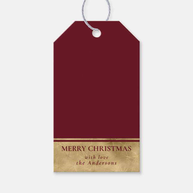 Snyggt Simple Faux Guld och Red jul Presentetikett (Framsidan)