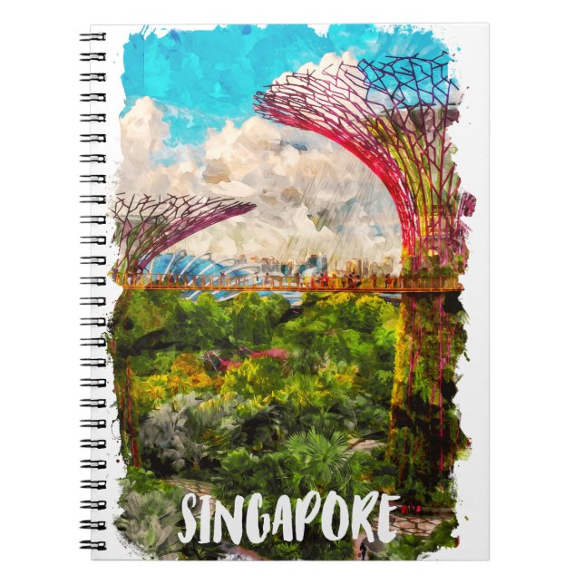 Snyggt Singapore Asia Watercolor Travel Anteckningsbok (Framsidan)