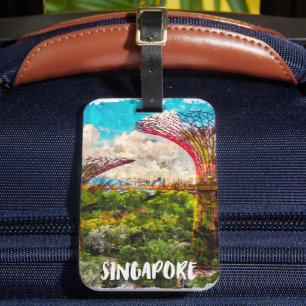 Snyggt Singapore Asia Watercolor Travel Bagagebricka