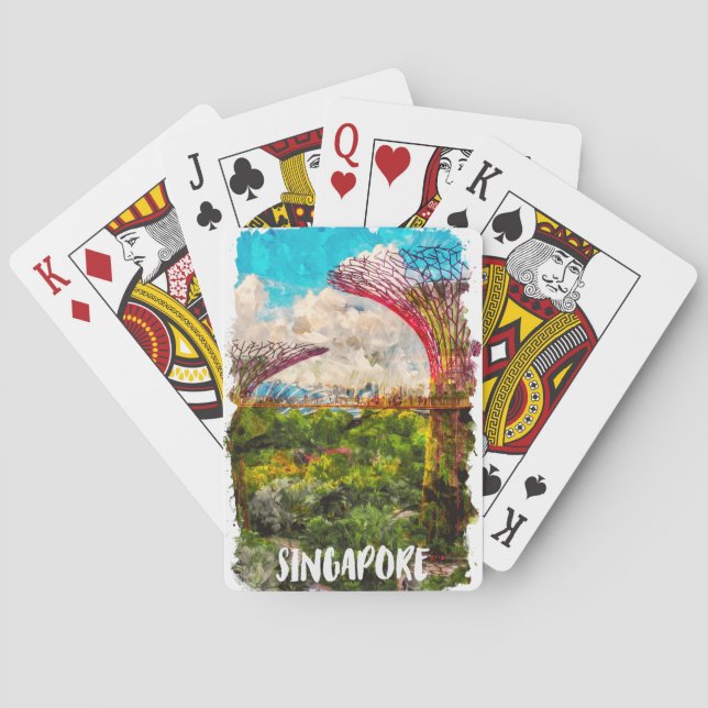 Snyggt Singapore Asia Watercolor Travel Casinokort (Baksidan)